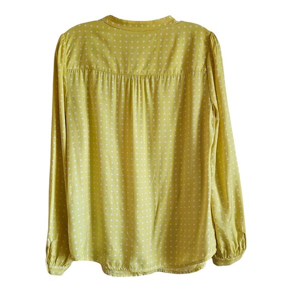 BODEN Women's 6 Blouse Top Yellow White Polka Dot Button Up Silk Blend 38" - Picture 6 of 7